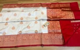 Beautiful Kure Katan Silk Handloom Banarasi Kadva Saree