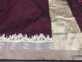 Amazing Pure Katan Silk Handloom Banarasi Kadva Saree Woven the Hisorical Of Banaras Ganga Ghat Design ( Premium Quality )