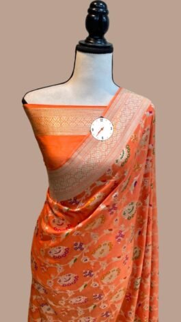 Latest Traditional Banarasi Dyble Saree With All Over Amazing Jungla Design
