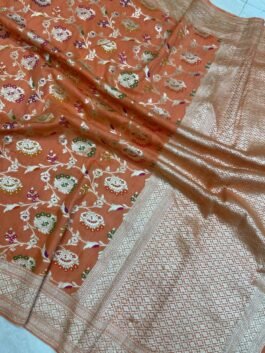 Latest Traditional Banarasi Dyble Saree With All Over Amazing Jungla Design