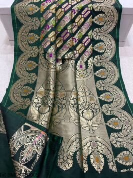 Very Beautiful Handloom Banarasi Katan Silk Saree With Multicolor Meenakari