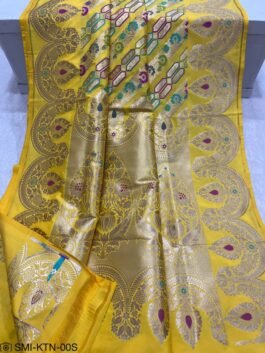 Very Beautiful Handloom Banarasi Katan Silk Saree With Multicolor Meenakari