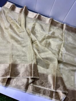 Very Latest Banarasi Tissue Soft Light Weight Saree With Plain Body