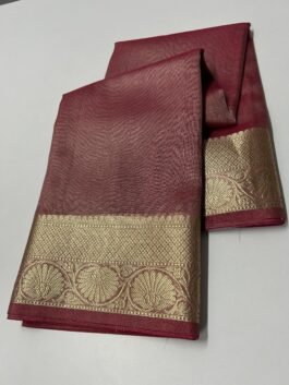 Very Latest Banarasi Tissue Soft Light Weight Saree With Plain Body