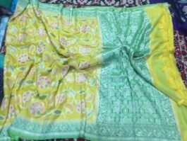 Very Luxurious Pure Khaddi Georgette Handloom Banarasi Saree With Hand Brush Paint